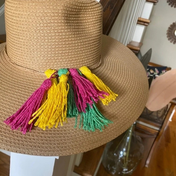 Anthropologie Woven Tassel Sun Hat